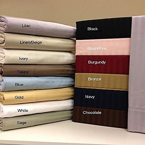 Royal Hotel Striped Taupe 300-Thread-Count 4pc Full Bed Sheet Set