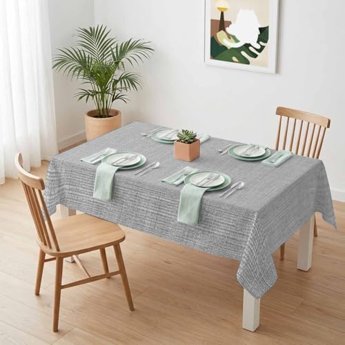 Solid Color Gray Waterproof Tablecloth for Rectangle Tables,Indoor