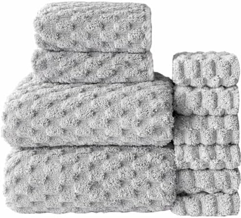 Extra Large Soft Bathroom Towels Set of 10 for Adults. 2 Bath Towels