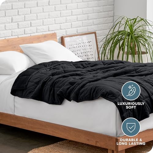 Bare Home Minky Fleece Weighted Blanket (Black, 80"x87" 25lbs)