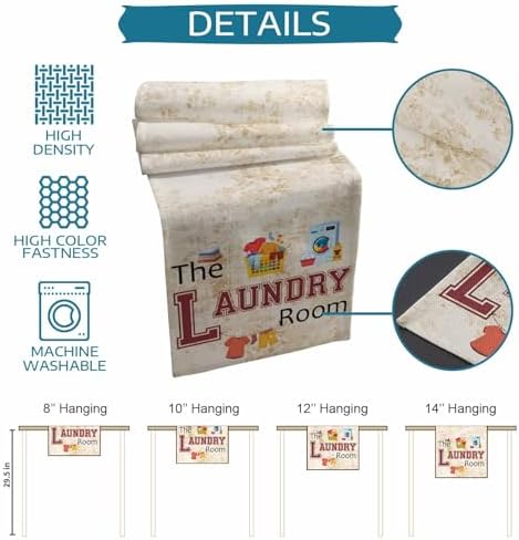 Laundry Room Table Runner and Placemats for Dining Tables,Burlap