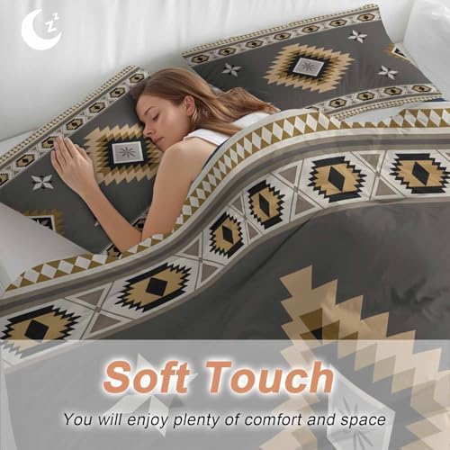 Gray Brown Boho Bedding Duvet Cover Full Size - 1 Quilt Cover 86x90