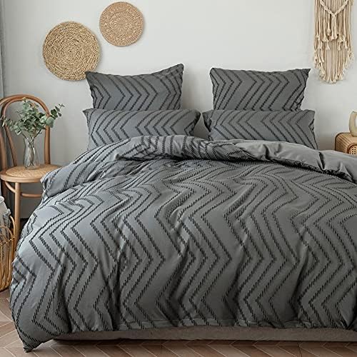 vctops Boho Wave Tufted Duvet Cover Set 3 Pieces Full Size Soft