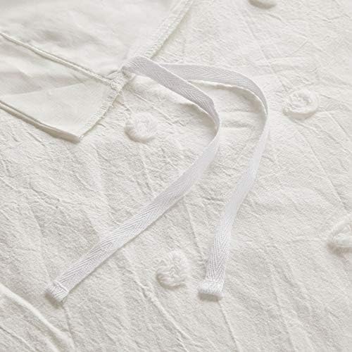 Intelligent Design Cotton Jacquard Pompom Ivory King Duvet Cover Set