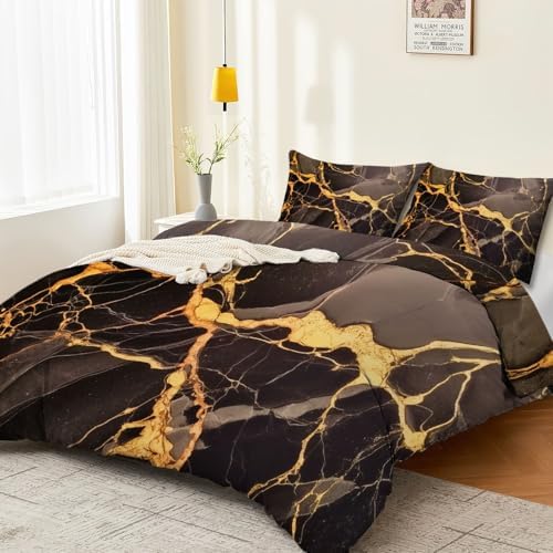 Dark Gray Print Duvet Cover, Abstract Stone Texture Pattern Soft