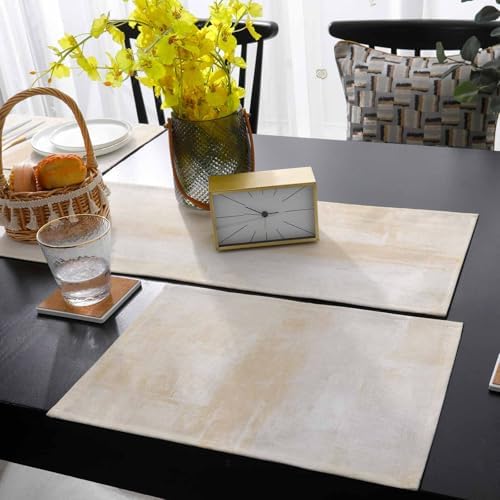 Abstract Cream Placemats Set of 6 with 90 Inches Long Table Runners