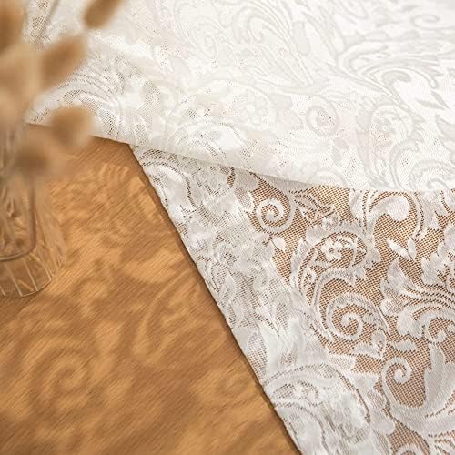 ALIGOGO Cream Lace Sheer Curtains 108 Inches Long 2 Panels Luxury Semi