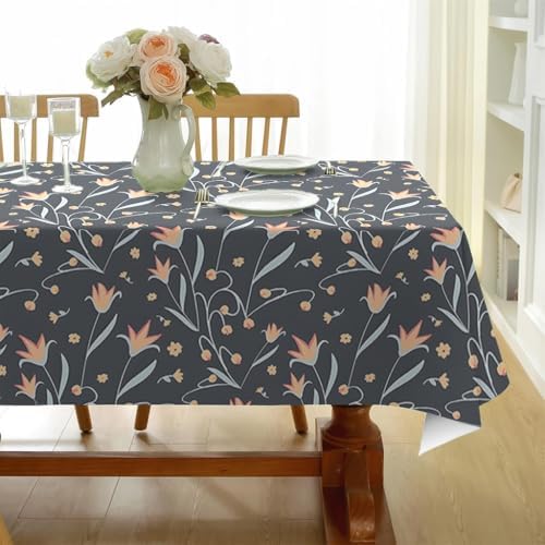 Floral Print Square Table Cloth, Waterproof Duty Vinyl Plaid