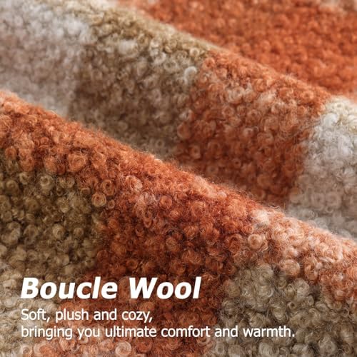 decorUhome Faux Fur Plaid Throw Pillow Covers 22X22 Set of 2 Burnt