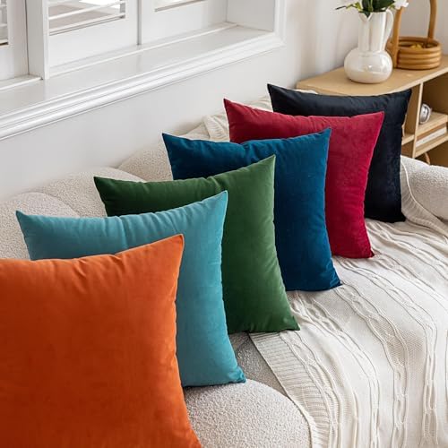 FEVERQIYI 22x22 Velvet Pillow Covers Set of 2 Army Green Decorative