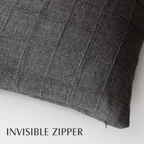 Foindtower Boho Linen Check Decorative Throw Pillow Covers 22×22