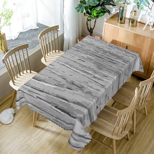 60x120inches Modern Rectangle Tablecloth Grey Aesthetic Stripes
