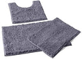 LuxUrux Contemporary Dark Grey Bath Ensemble: Plush Chenille Mat Set +