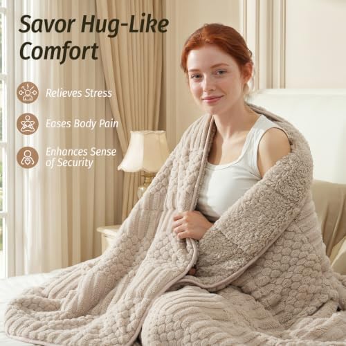 Wemore Sherpa Fleece Weighted Blanket for Adults, 48" x 72" 15 lbs