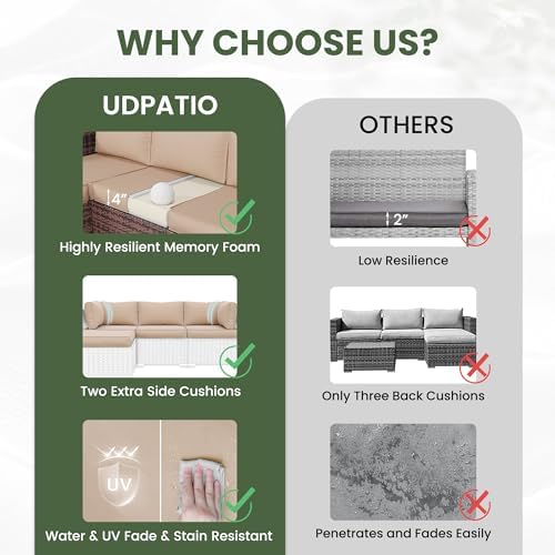 UDPATIO Outdoor Cushions for Patio Furniture Upgraded, Waterproof