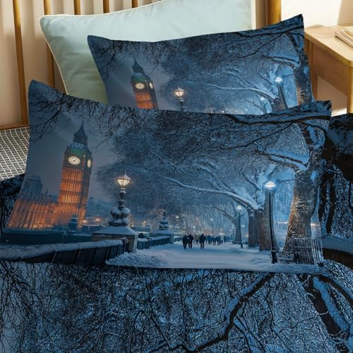 King Duvet Cover Set Big Ben in Landscape Park Soft Microfiber