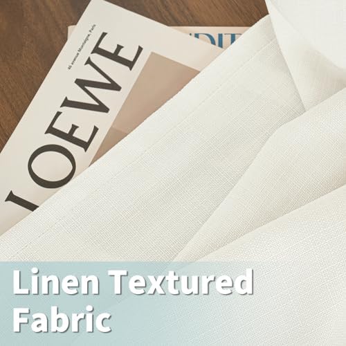 LAMIT Light Filtering Linen Curtains 63 Inch Length 2 Panels for