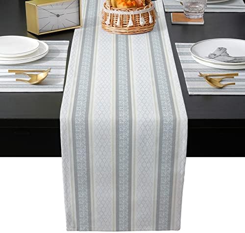 Geometric Stripes Table Mats Set of 4 With Table Runner 90 Inches