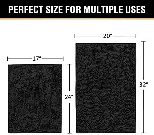H.VERSAILTEX Black Bathroom Rug Set 2 Piece, Bath Mats for Bathroom