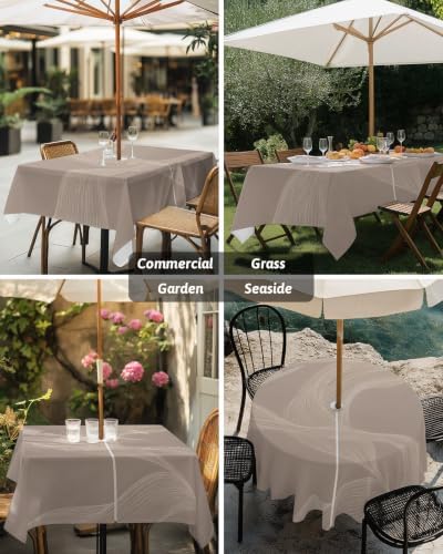 52x70 Inch Outdoor Tablecloth with Umbrella Hole Zipper Rectangle Warm
