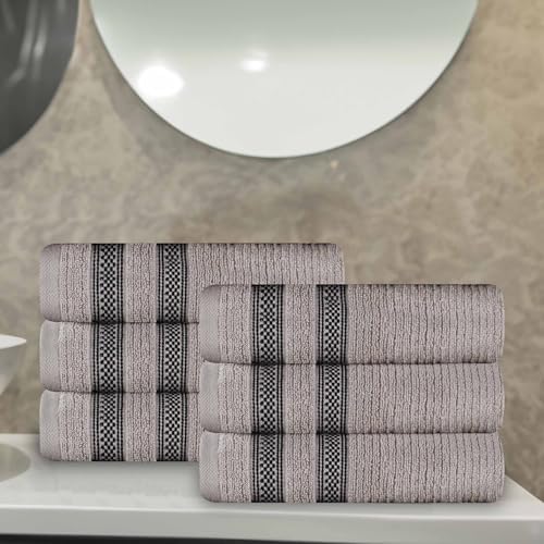 Impressions Brea Zero Twist Cotton Ribbed Geometric Border Towels