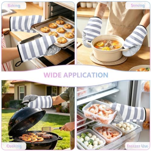 Gray Stripe Oven Mitts and Pot Holders Set 2 Pack