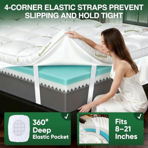 Queen Mattress Topper, Dual Layer 4.5" Memory Foam Mattress Topper