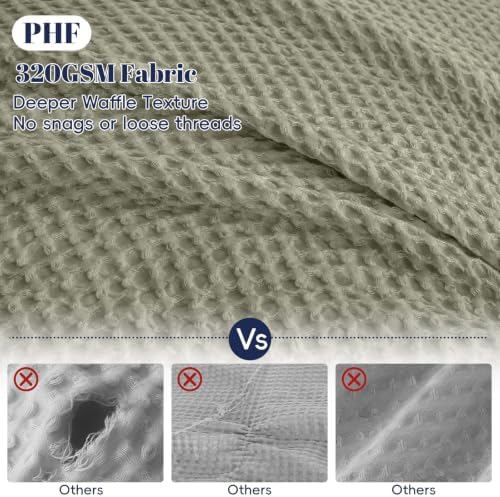 PHF Waffle Duvet Cover King, Ultra Soft & Breathable, 104"x90", Dusty