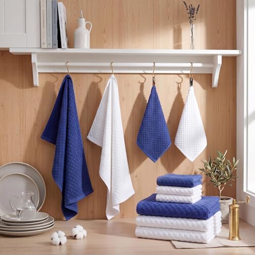 PrecisionAuto Absorbent Waffle Weave Kitchen Towels Set – 10 Pack 100%