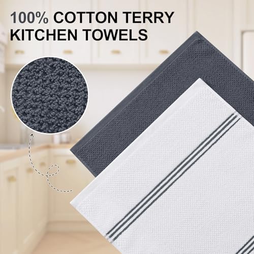 Homaxy Premium Cotton Kitchen Towels (16" x 28", 6 Pack) and Kitchen