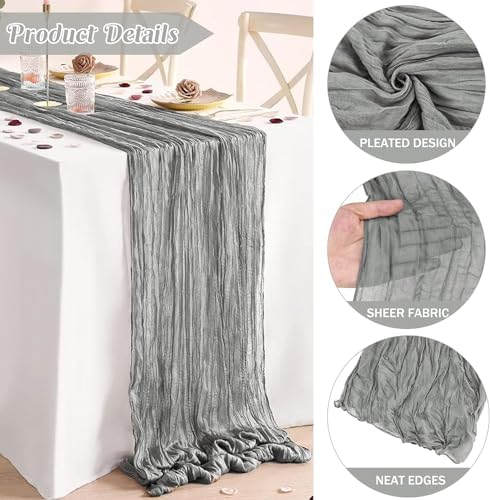 12 Pack Cheesecloth Table Runner, 35x120 Inch Boho Gauze Fabric Table