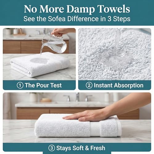 Sofea Bath Sheet Towels 2 Pack Oversized, (35 x 70 Inches) 100% Cotton