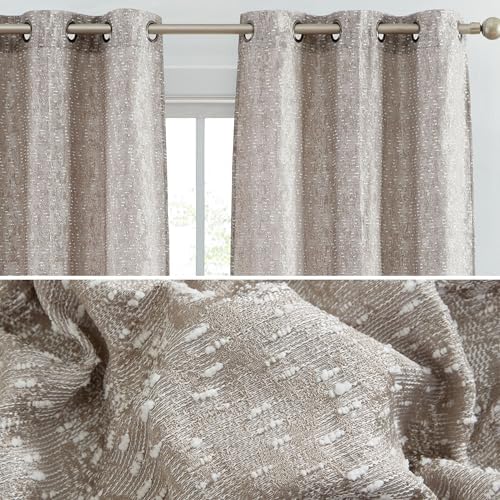 HLC.ME Avalon Jacquard Slub Texture - Privacy Curtains with Grommet