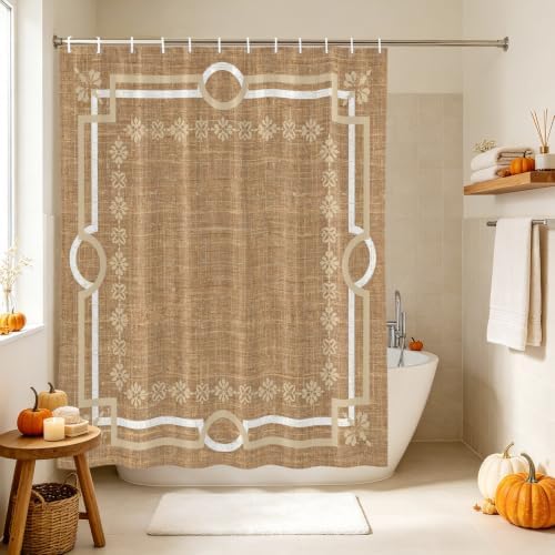 Long Shower Curtains 72" x 84", Taupe Gray Botanical Washable Shower