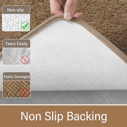 LOCHAS Bathroom Rugs 24x17 Inch, Microfiber Bath Rug Non Slip, Light