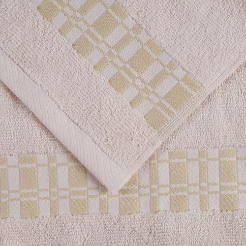 SUPERIOR 6-Piece Cotton Towel Set, Geometric Design, Dobby Border