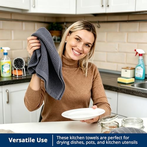 Cotton Dish Cloths for Washing Dishes, Ultra Soft Absorbent Quick