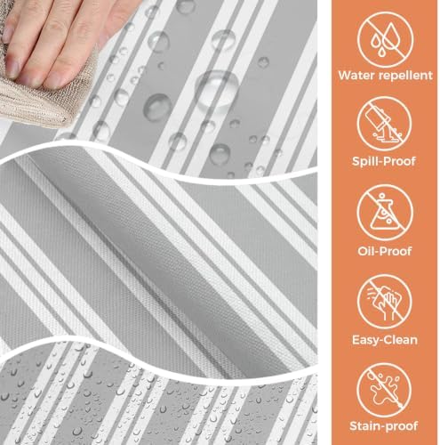 YOUNGKIDS Tablecloth Minimalist Gray White Stripes Waterproof Square