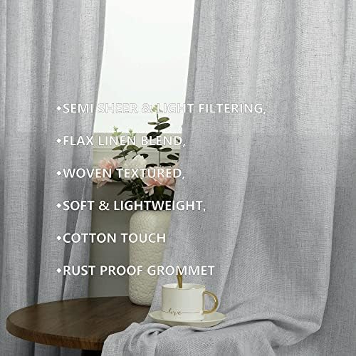 Pitalk 2 Panel Set 63 Inch Curtains for Bedroom Grommet Flax Faux