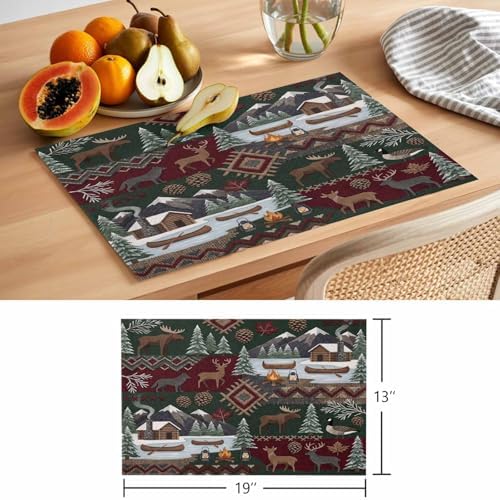 Placemats Set of 8, Western Boho Woven Placemat, Linen Place Mats for