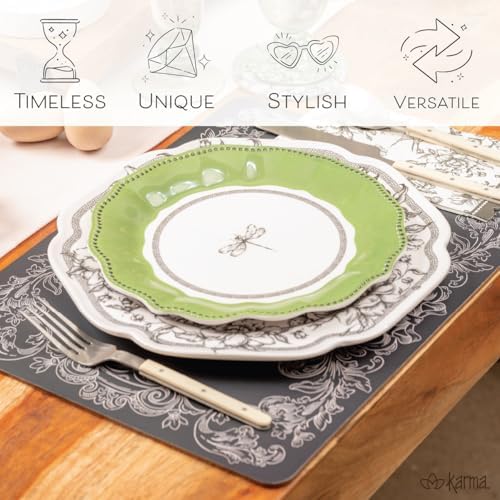 Karma, 15-Inch Cork Placemat Set of 4, Elegant Charger Plate for