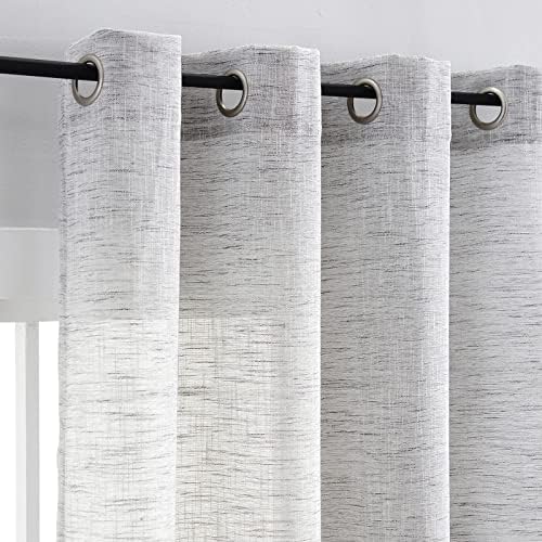 Grey Semi Sheer Curtains for Bedroom Living Room 52x63inch Grommet Top