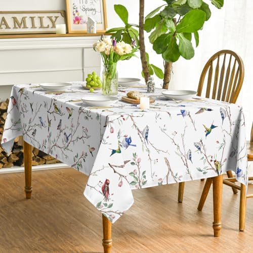 Horaldaily Spring Summer Tablecloth 60 x 60 Inch Square Birds Branch