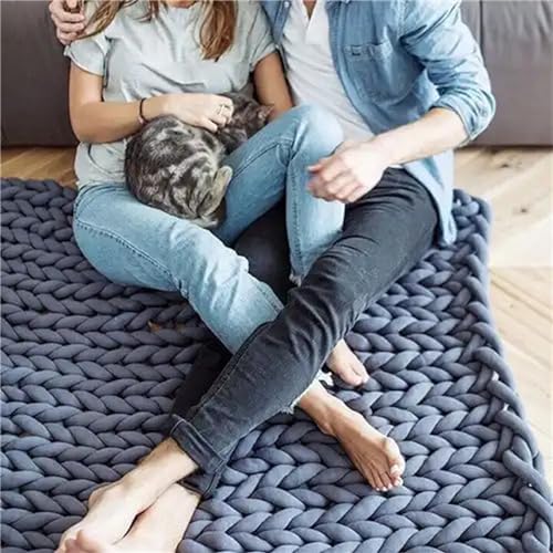 BBPM Chunky Knit Throw Blanket 100% Hand Made Large Merino Wool Loop