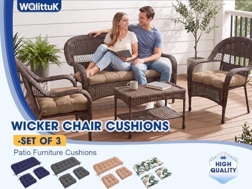 Outdoor Wicker Chair Cushions Set of 3, Waterproof Patio Furniture