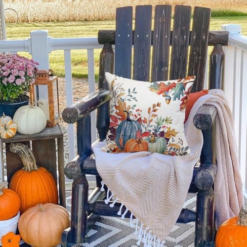 RABUSOFA Fall Outdoor Pillow Covers 18x18 Set of 2 Waterproof Pumpkin