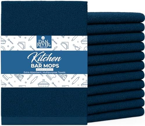 DAN RIVER Kitchen Bar Mops,Pack of 12,16 by 19 Inches,100% Cotton