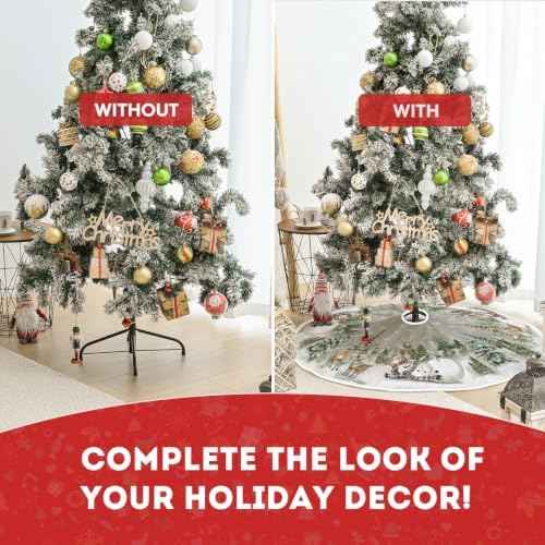 AVOIN colorlife 36 Inch Snowman Reindeer Tree Skirt