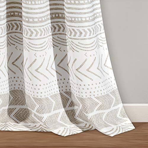 Lush Decor, Taupe & White Hygge Geo Light Filtering Window Curtain