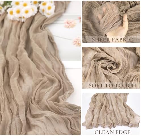 BLUETOP 6 Pack Nude Cheesecloth Table Runner,10ft Light Brown Gauze